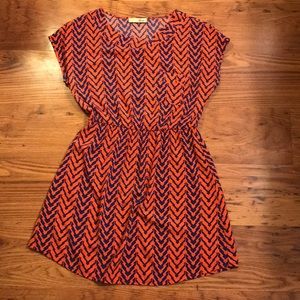 Jay orange & blue chevron dress